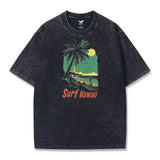 T-shirt Short Sleeve Solid Basic 100% Cotton Black Aloha Aloha Waves