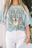 Rock and Roll Rose Graphic Mineral Long Crop Top