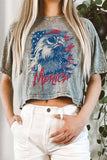 Merica Eagle Mineral Graphic Long Crop Top