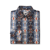 Men's Vintage Hawaiian Shirt Blue Horizon Cotton Button-down Long Sleeve Aloha Shirt Blue Horizon By Sara