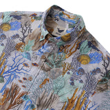 Marine Life Hawaiian Shirt For Men Gray Fish Shirt Short Sleeve Cotton Button-down Shirt The Ocean World In Gray