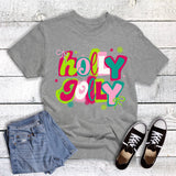 Christmas Holly Jolly with Snowflakes Graphic Tee