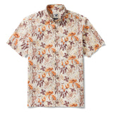 Men's Hawaiian Shirt Short Sleeve Button-down 100% Cotton Brown Aloha Dream Garden