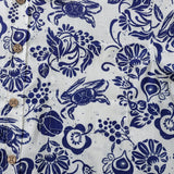 Yiume Men's Blue Hawaiian Shirt 100% Cotton Short Sleeve Button-Down Shirt