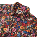 Women's Hawaiian Shirt Short Sleeve Button-up 100% Cotton Blue Aloha Among The Flowers