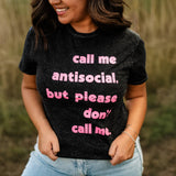 Antisocial Quote Graphic Tee Funny Casual Women Shirt