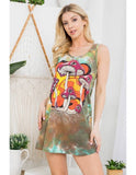 Mushroom Print Tie-Dye Tunic Top/ Tank Dress (TH-1615)