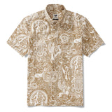 Men's Hawaiian Shirt Short Sleeve Button-down 100% Cotton Brown Aloha Ancient Egyptian Mythology