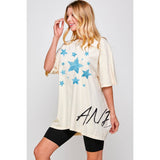 Stars and Stripes Vintage   Graphic  Oversized Tee