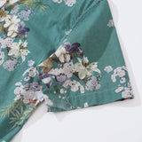 Women's Hawaiian Shirt Short Sleeve Button-up Flowers Print Cotton Shirt Elegant Plum Fragrance
