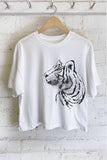 Tiger Graphic Long Crop Top