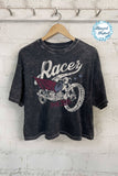 Racer Vintage Black Relaxed Crop T-Shirt