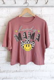 Howdy Mama Smile Cowboy Graphic Long Crop Top