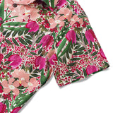 Men's Hawaiian Shirt Short Sleeve Camp Collar 100% Cotton Red Aloha Wild and Unique Flowers By Jasmine Blooms Designs