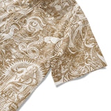 Men's Hawaiian Shirt Short Sleeve Button-down 100% Cotton Brown Aloha Ancient Egyptian Mythology