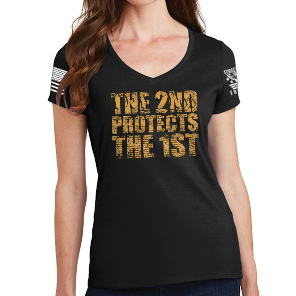 Ladies 2nd Protects The 1st V-Neck T-shirt Style001