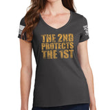 Ladies 2nd Protects The 1st V-Neck T-shirt