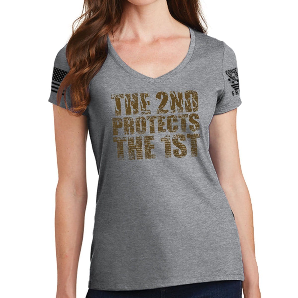 Ladies 2nd Protects The 1st V-Neck T-shirt Style001