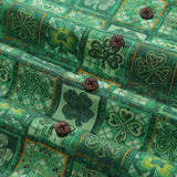 Hawaiian Shirt For Men Lucky Three-leaf Clover Shirt Camp Collar 100% Cotton