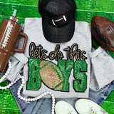 Let's Do This Boys Green/Gold Sequin Patch Sport Grey Crewneck Sweatshirt Unisex T-shirt, Sweatshirt, Hoodie, Long Sleeve Tee