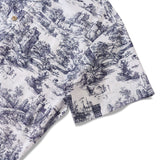 Men's Toile de Jouy Toile Shirt Landscape Hawaiian Shirt Resort Wear Shirt Short Sleeve Button-down White Aloha Shirt Toile De Jouy Medieval Castle Landscape