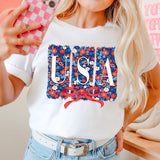 Coquette USA Floral July 4th Graphic Shirt | Comfort Color Unisex T-shirt, Sweatshirt, Hoodie, Long Sleeve Tee