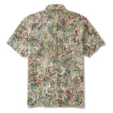 Men's Hawaiian Shirt Short Sleeve Button-down 100% Cotton Green Aloha Floral Butterfly