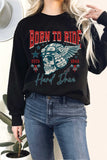 Born To Ride Hard Drive Winged Skull Terry Sweatshirts