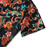 Men's Hawaiian Shirt Short Sleeve Button-down 100% Cotton Brown Aloha Fiery Blossoms