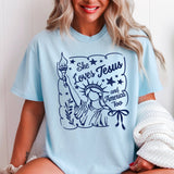 She Loves Jesus July 4th Graphic Shirt | Comfort Color
