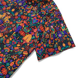 Men's Hawaiian Shirt Short Sleeve Button-down 100% Cotton Black Aloha Scandinavian Folk Party By Pallavi Chaudhary