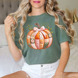 Patchwork Pumpkin Faux Embroidery Tee