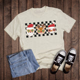 Christmas Check Santa Rudolph Snowman Graphic Tee