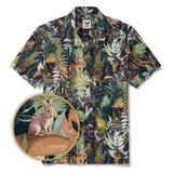 Men's Hawaiian Shirt Short Sleeve Camp Collar 100% Cotton Green Aloha Emerald Grove