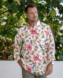 Men's Hawaiian Shirt Marine Life Seahorse Octopus Print Cotton Button-down Long Sleeve Aloha Shirt Marine Life Long Sleeve Shirt