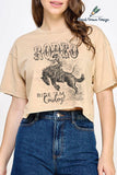 Rodeo Ride 'em Cowboy Mineral Graphic Long Crop Top
