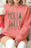 Holly Jolly Christmas Graphic Brushed Sweatshirts