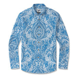 Long Sleeve Hawaiian Shirt For Men Cobalt Dream Cotton Button-down Aloha Shirt