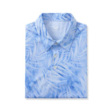 Men's Hawaiian Polo Shirt Short Sleeve 83% Recycled polyester 17% Spandex Blue Aloha Tropical Dream
