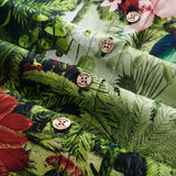 Women's Hawaiian Shirt Short Sleeve Button-up 100% Cotton Beige Aloha Enchanted Paradise