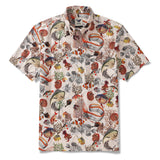 Men's Hawaiian Shirt Short Sleeve Button-down 100% Cotton Yellow Aloha King Mackerel for Unacquainted Friends