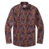 Men's Vintage Hawaiian Shirt Garden Under the Night Sky Cotton Long Sleeve Aloha Shirt