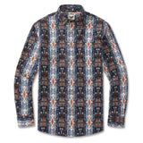 Men's Vintage Hawaiian Shirt Blue Horizon Cotton Button-down Long Sleeve Aloha Shirt Blue Horizon By Sara