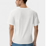 Basicsbeyondâ„¢ Hawaiian Tee For Men Stain proof T-shirt Crew Neck 100% Cotton - WHITE Stain Proof Tee - White