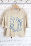 Long Live Cowgirl Western Bow Boots Graphic Long Crop Top