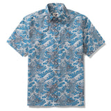Hawaiian Shirt For Men Koi Waves Button-down Shirt Short Sleeve 100% Cotton Shirt