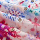 Men's Hawaiian Shirt Short Sleeve Button-down 100% Cotton Blue Aloha Artistic Tie-Dye Floral Shirt