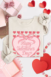 Happy Valentine's Day Ribbon Bow Heart Graphic Sweatshirts