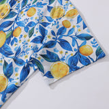 Summer Hawaiian Shirt For Men Button-down Lemon Shirt Short Sleeve 100% Cotton Shirt Summer Lemon