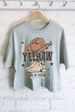 Yeehaw Wild West Boots Graphic Long Crop Top